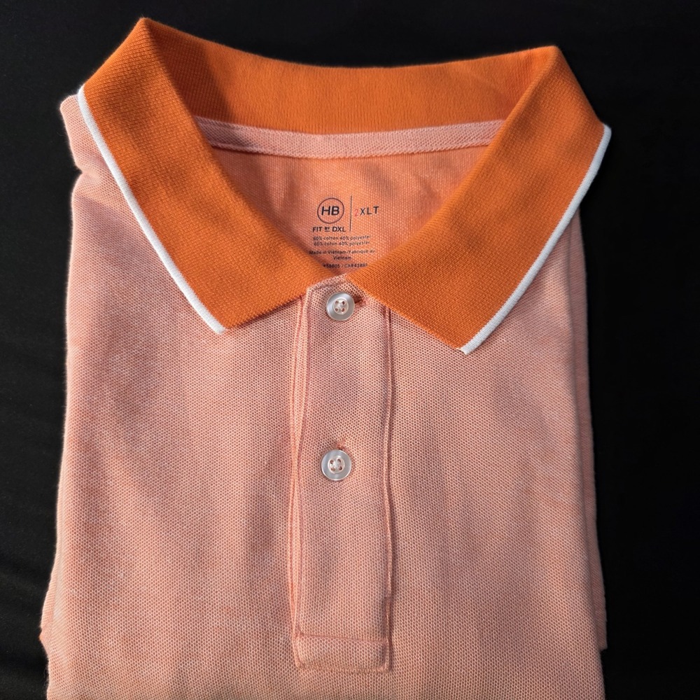 Men's Harbor Bay HB Fit by DXL polo shirt, Orange/Peach‎ 2XLT